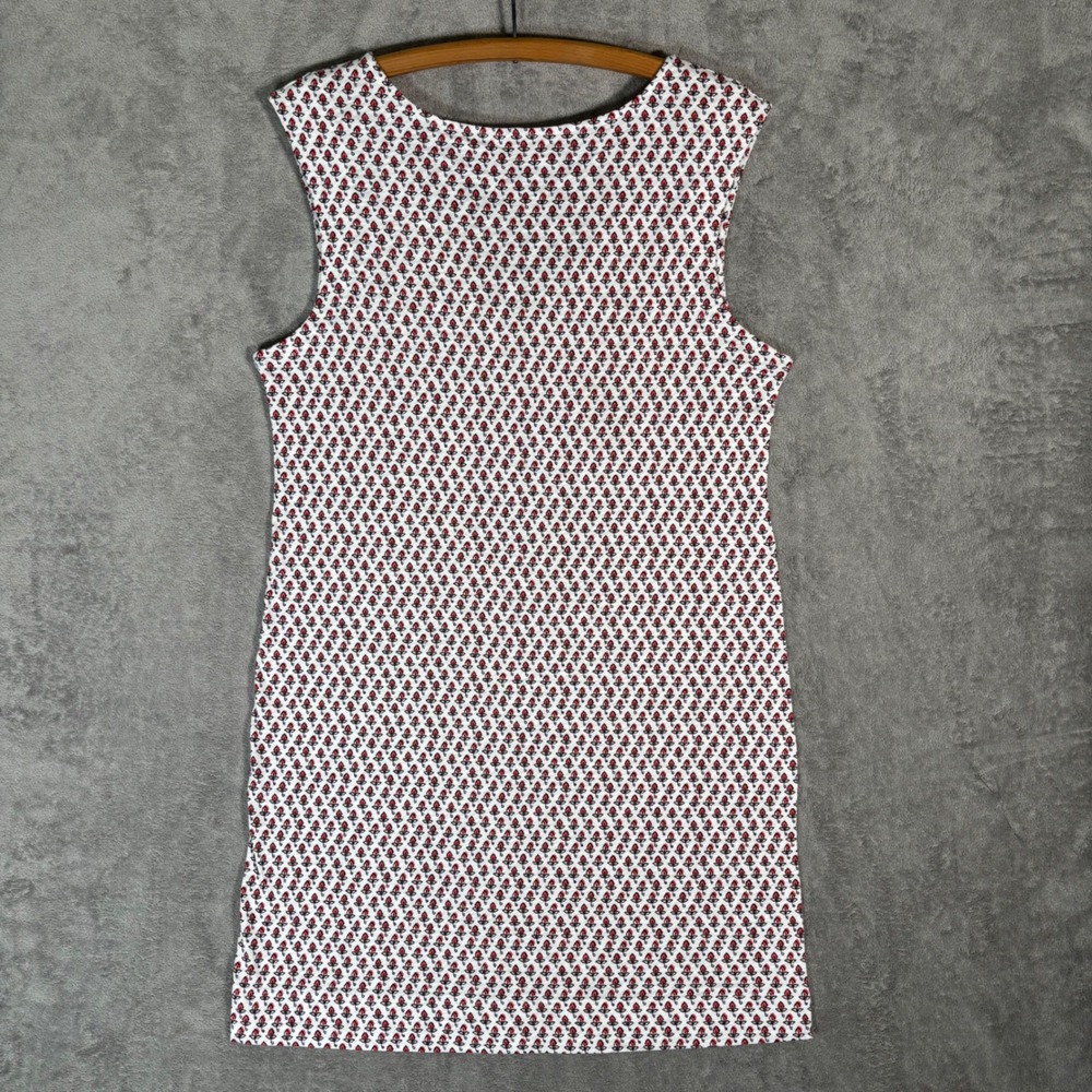 Boden Womens Ivory Red Floral Block Print Cotton‎ Sleeveless Shift Dress US 10R